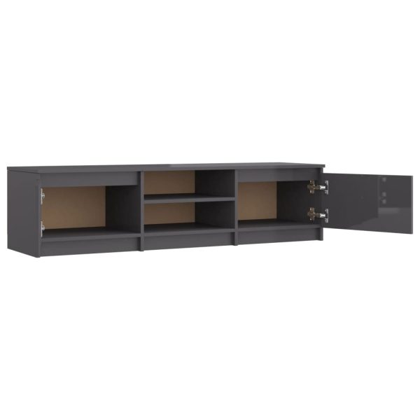 Elmo TV Cabinet 140x40x35.5 cm Engineered Wood – High Gloss Grey