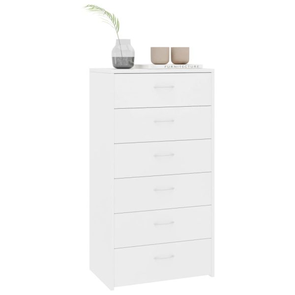 Sideboard with 6 Drawers 50x34x96 cm Engineered Wood – White