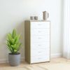 Sideboard with 6 Drawers 50x34x96 cm Engineered Wood – White and Sonoma Oak