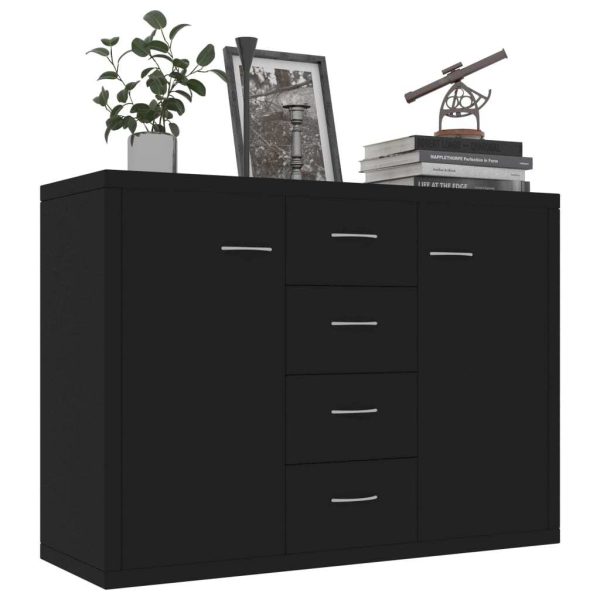 Sideboard 88x30x65 cm Engineered Wood – Black