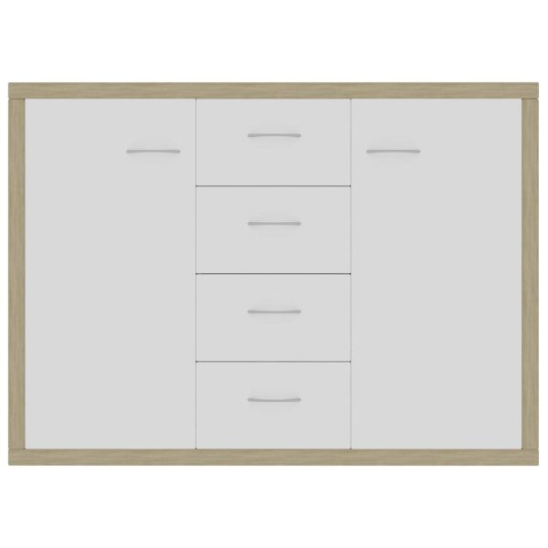 Sideboard 88x30x65 cm Engineered Wood – White and Sonoma Oak