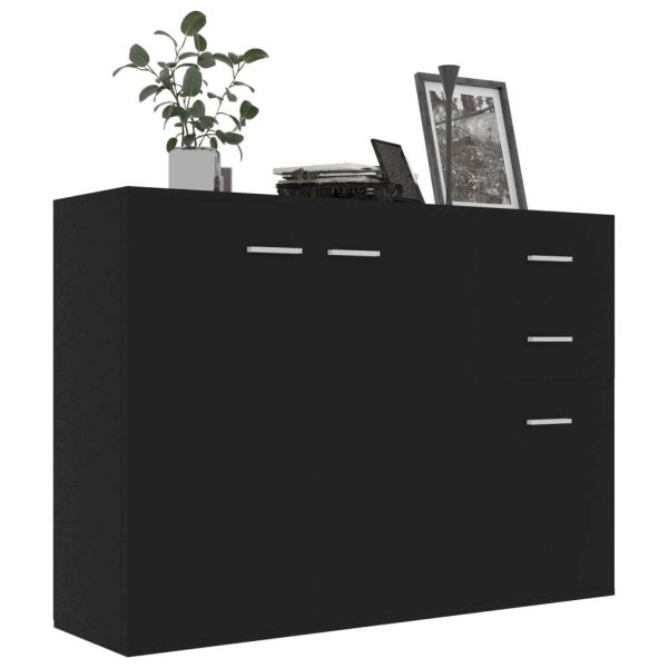 Sideboard 105x30x75 cm Engineered Wood – Black