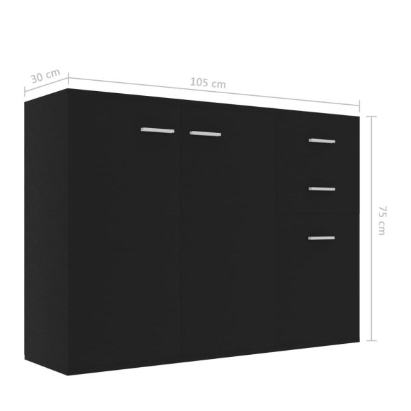 Sideboard 105x30x75 cm Engineered Wood – Black