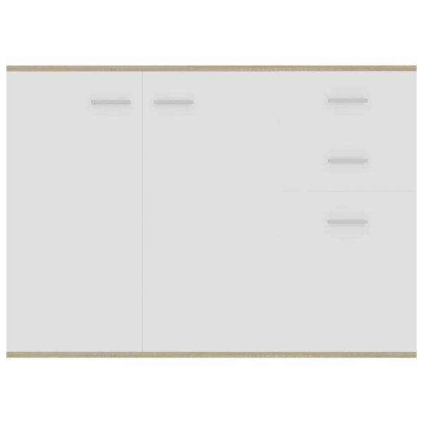 Sideboard 105x30x75 cm Engineered Wood – White and Sonoma Oak