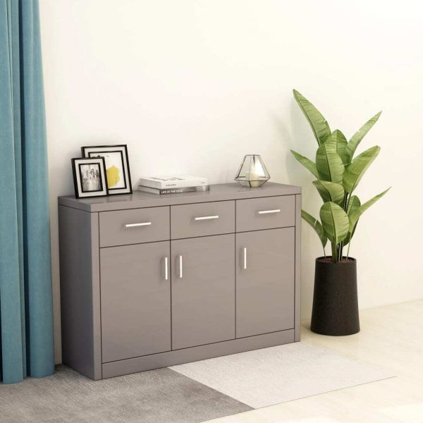 Sideboard 110x30x75 cm Engineered Wood – High Gloss Grey