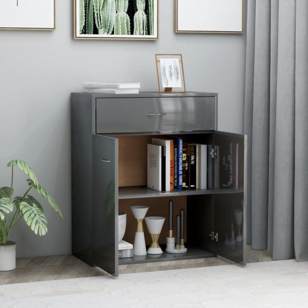Sideboard 60x30x75 cm Engineered Wood – High Gloss Grey