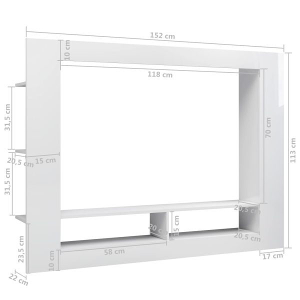 Bremerton TV Cabinet 152x22x113 cm Engineered Wood – High Gloss White