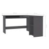 L-Shaped Corner Desk 120x140x75 cm Engineered Wood – Grey