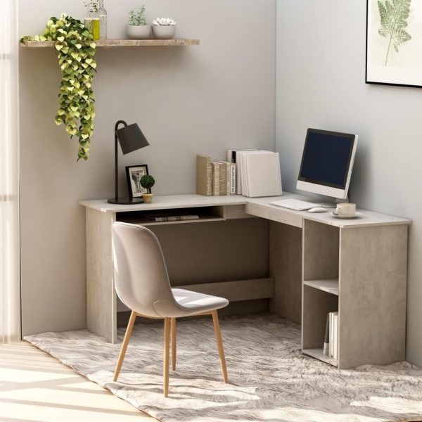 L-Shaped Corner Desk 120x140x75 cm Engineered Wood – Concrete Grey