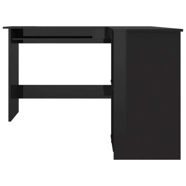 L-Shaped Corner Desk 120x140x75 cm Engineered Wood – High Gloss Black