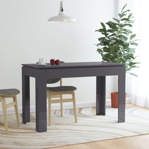 Dining Table 120x60x76 cm Engineered Wood – High Gloss Grey