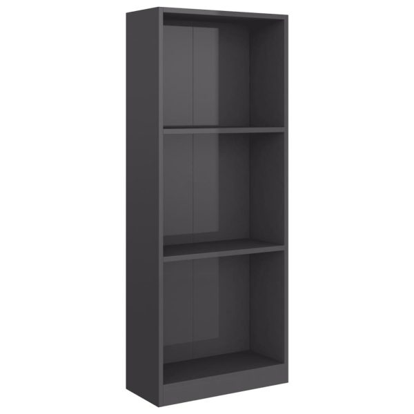 Bookshelf Engineered Wood – 40x24x108 cm, High Gloss Grey
