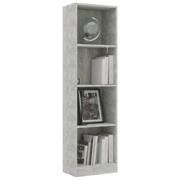 Bookshelf Engineered Wood – 40x24x142 cm, Concrete Grey
