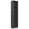 Bookshelf Engineered Wood – 40x24x175 cm, High Gloss Grey