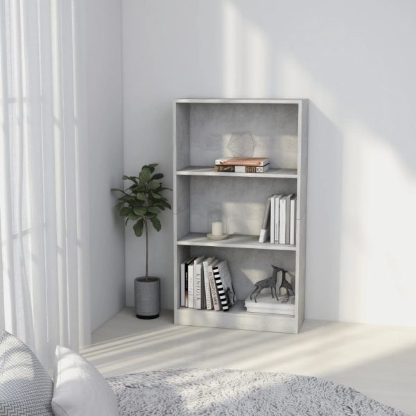 Bookshelf Engineered Wood – 60x24x109 cm, Concrete Grey