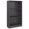 Bookshelf Engineered Wood – 60x24x109 cm, High Gloss Grey