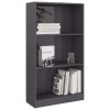 Bookshelf Engineered Wood – 60x24x109 cm, High Gloss Grey