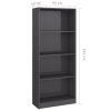 Bookshelf Engineered Wood – 60x24x142 cm, High Gloss Grey