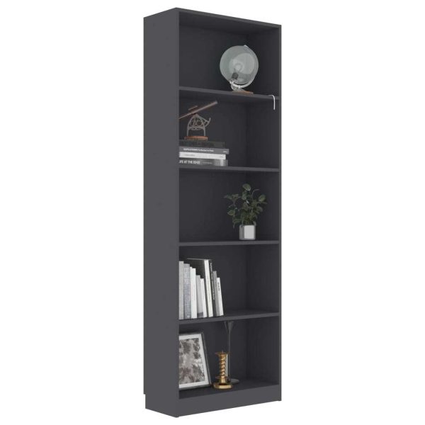 Bookshelf Engineered Wood – 60x24x175 cm, Grey