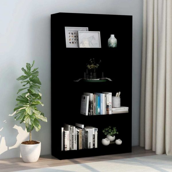 Bookshelf Engineered Wood – 80x24x142 cm, Black