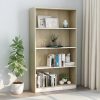 Bookshelf Engineered Wood – 80x24x142 cm, White and Sonoma Oak