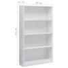 Bookshelf Engineered Wood – 80x24x142 cm, High Gloss White