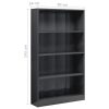 Bookshelf Engineered Wood – 80x24x142 cm, High Gloss Grey