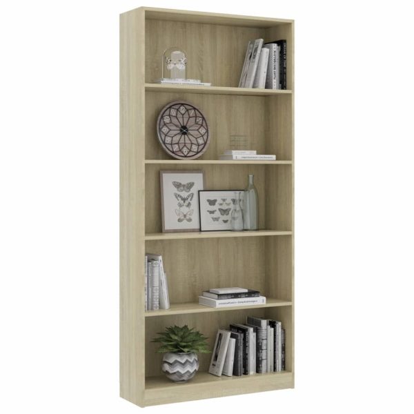 Bookshelf Engineered Wood – 80x24x175 cm, Sonoma oak