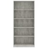 Bookshelf Engineered Wood – 80x24x175 cm, Concrete Grey