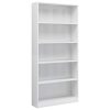 Bookshelf Engineered Wood – 80x24x175 cm, High Gloss White