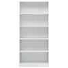 Bookshelf Engineered Wood – 80x24x175 cm, High Gloss White