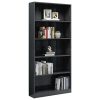 Bookshelf Engineered Wood – 80x24x175 cm, High Gloss Grey