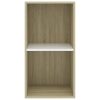 2-Tier Book Cabinet – 40x30x76.5 cm, White and Sonoma Oak