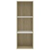 2-Tier Book Cabinet – 40x30x114 cm, White and Sonoma Oak