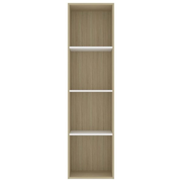 2-Tier Book Cabinet – 40x30x151.5 cm, White and Sonoma