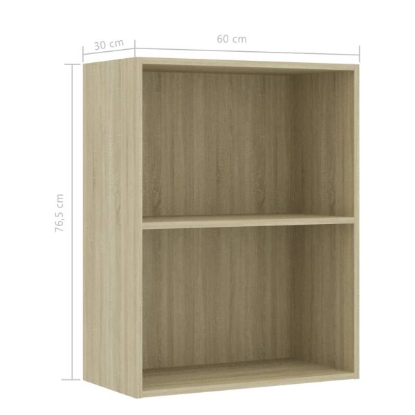 2-Tier Book Cabinet – 60x30x76.5 cm, Sonoma oak