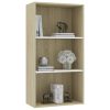 2-Tier Book Cabinet – 60x30x114 cm, White and Sonoma Oak
