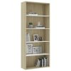2-Tier Book Cabinet – 80x30x189 cm, White and Sonoma Oak