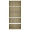 2-Tier Book Cabinet – 80x30x189 cm, White and Sonoma Oak