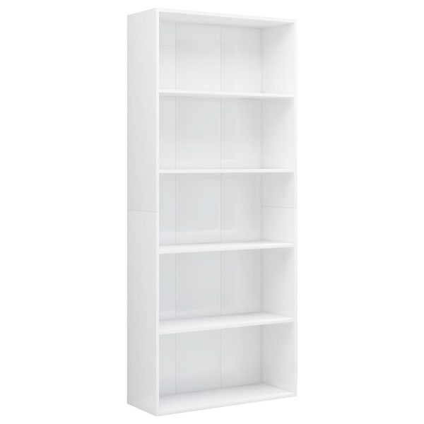2-Tier Book Cabinet – 80x30x189 cm, High Gloss White