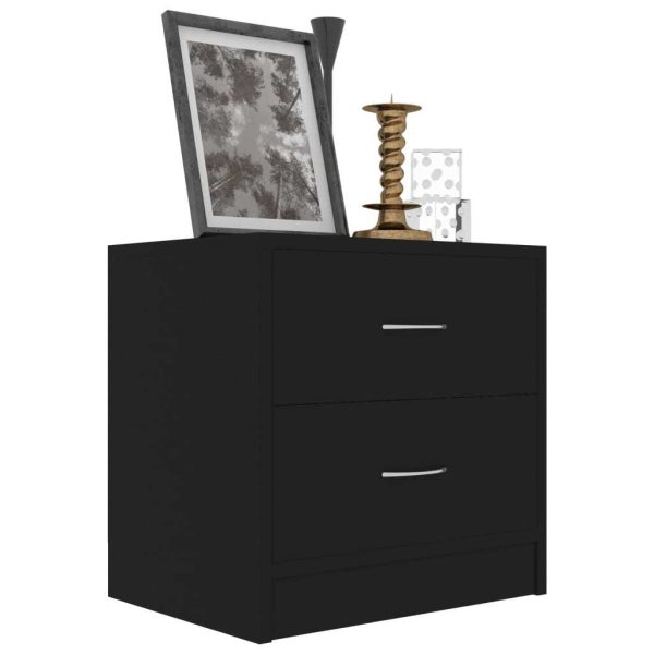 Depew Bedside Cabinet 40x30x40 cm Engineered Wood – Black, 2