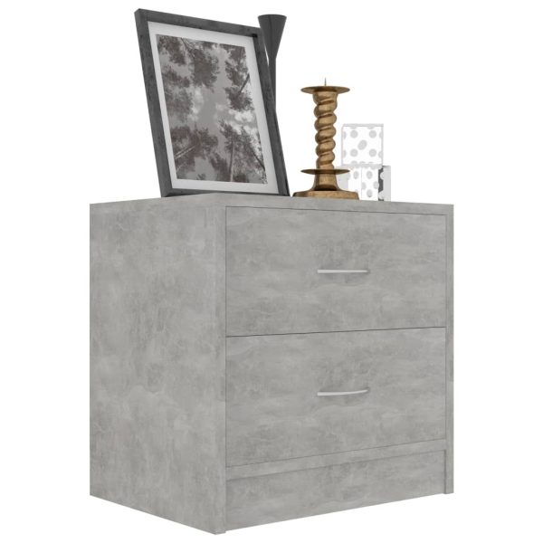 Depew Bedside Cabinet 40x30x40 cm Engineered Wood – Concrete Grey, 2