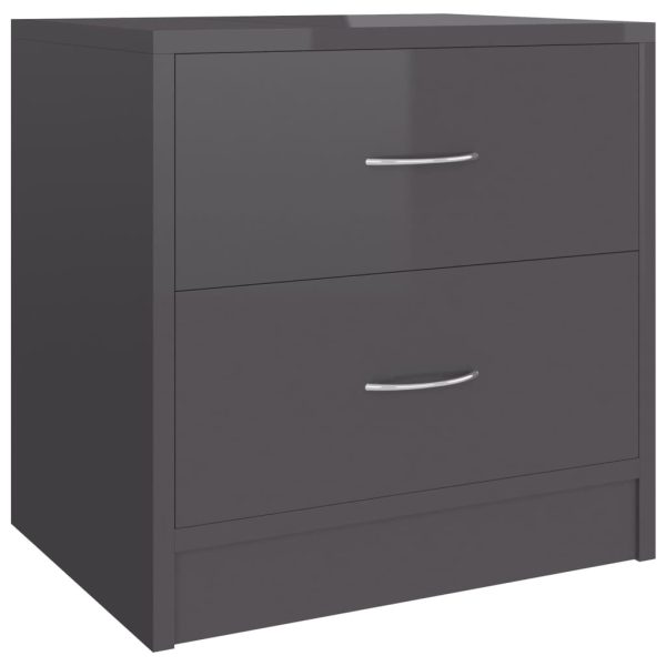 Depew Bedside Cabinet 40x30x40 cm Engineered Wood – High Gloss Grey, 1