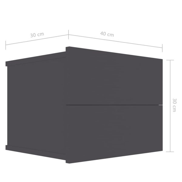 Costessey Bedside Cabinet 40x30x30 cm Engineered Wood – Grey, 1