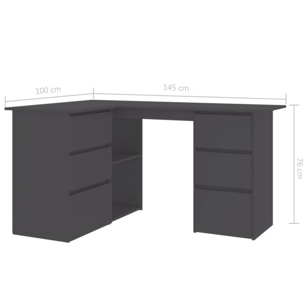 Corner Desk 145x100x76 cm Engineered Wood – Grey