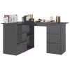 Corner Desk 145x100x76 cm Engineered Wood – High Gloss Grey