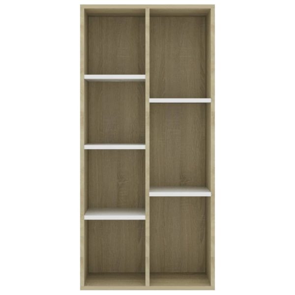 Book Cabinet 50x25x106 cm Engineered Wood – White and Sonoma Oak