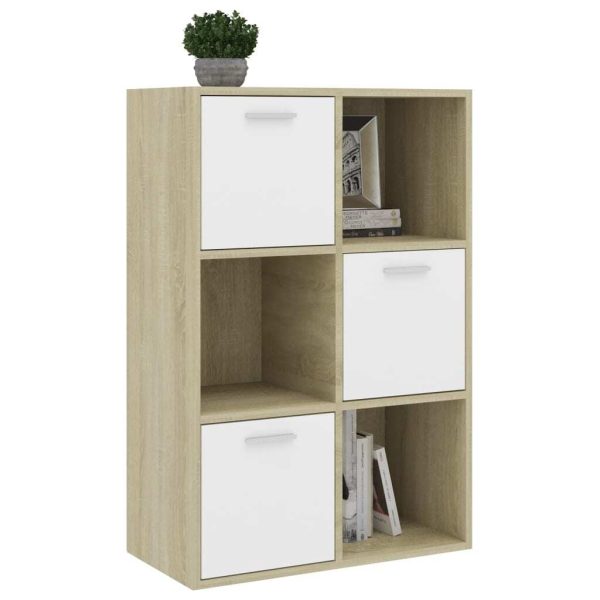 Storage Cabinet 60×29.5×90 cm Engineered Wood – White and Sonoma Oak