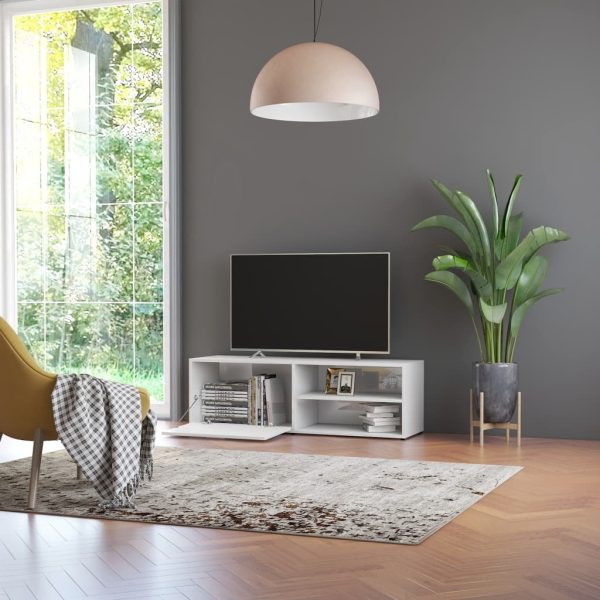 Bookham TV Cabinet 120x34x37 cm Engineered Wood – High Gloss White