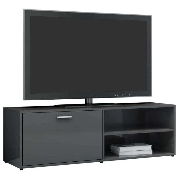 Bookham TV Cabinet 120x34x37 cm Engineered Wood – High Gloss Grey